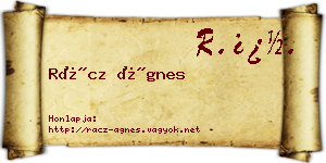 Rácz Ágnes névjegykártya